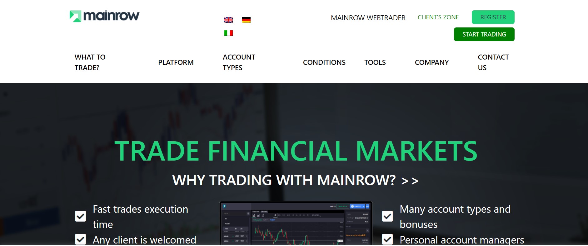 Mainrow website