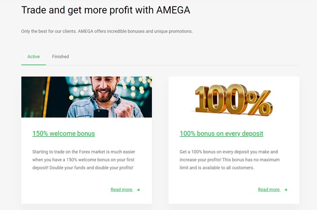 Amega Bonuses and Trading contests