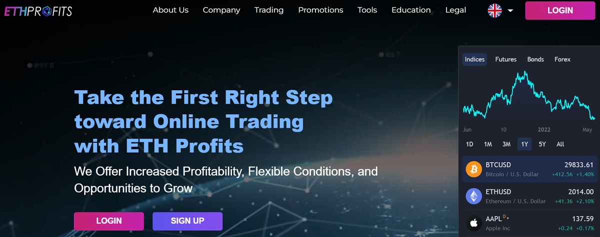 ETH Profits homepage