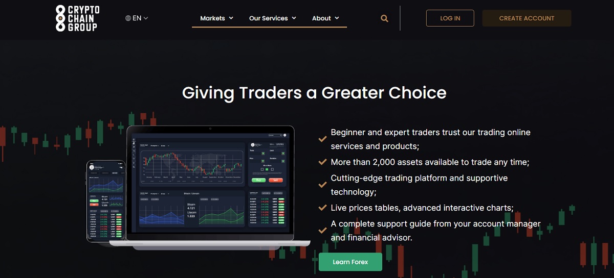 Crypto Chain Group homepage