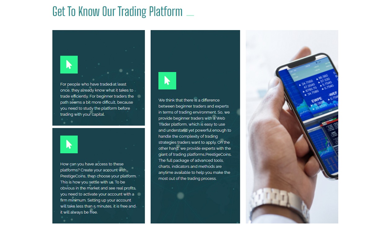 PrestigeCoins' Trading Platform