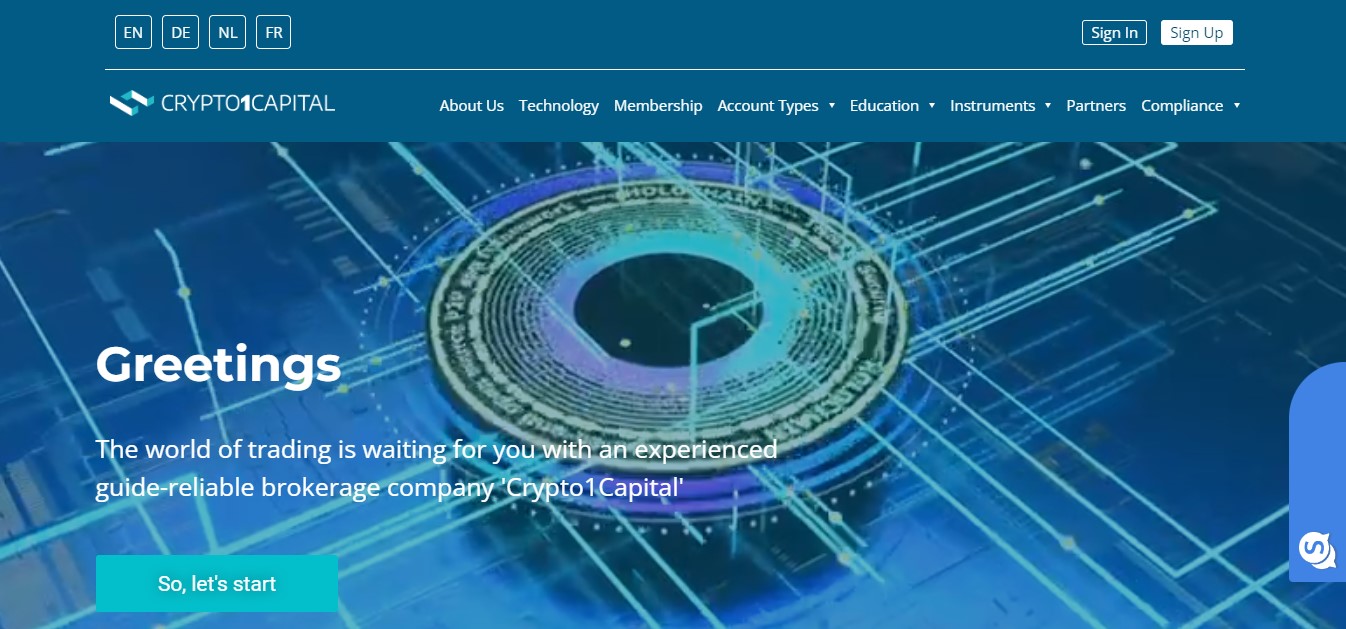 Crypto1Capital website