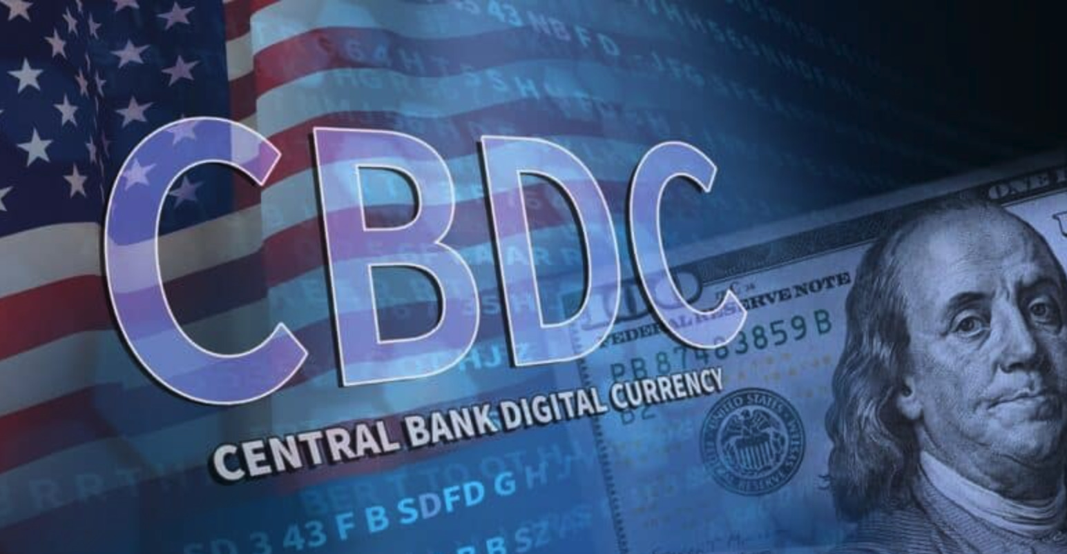 CBDC Central Bank Digital Currency logo on digital background. Business technology, financial, blockchain, exchange, money and digital asset. 3d illustration